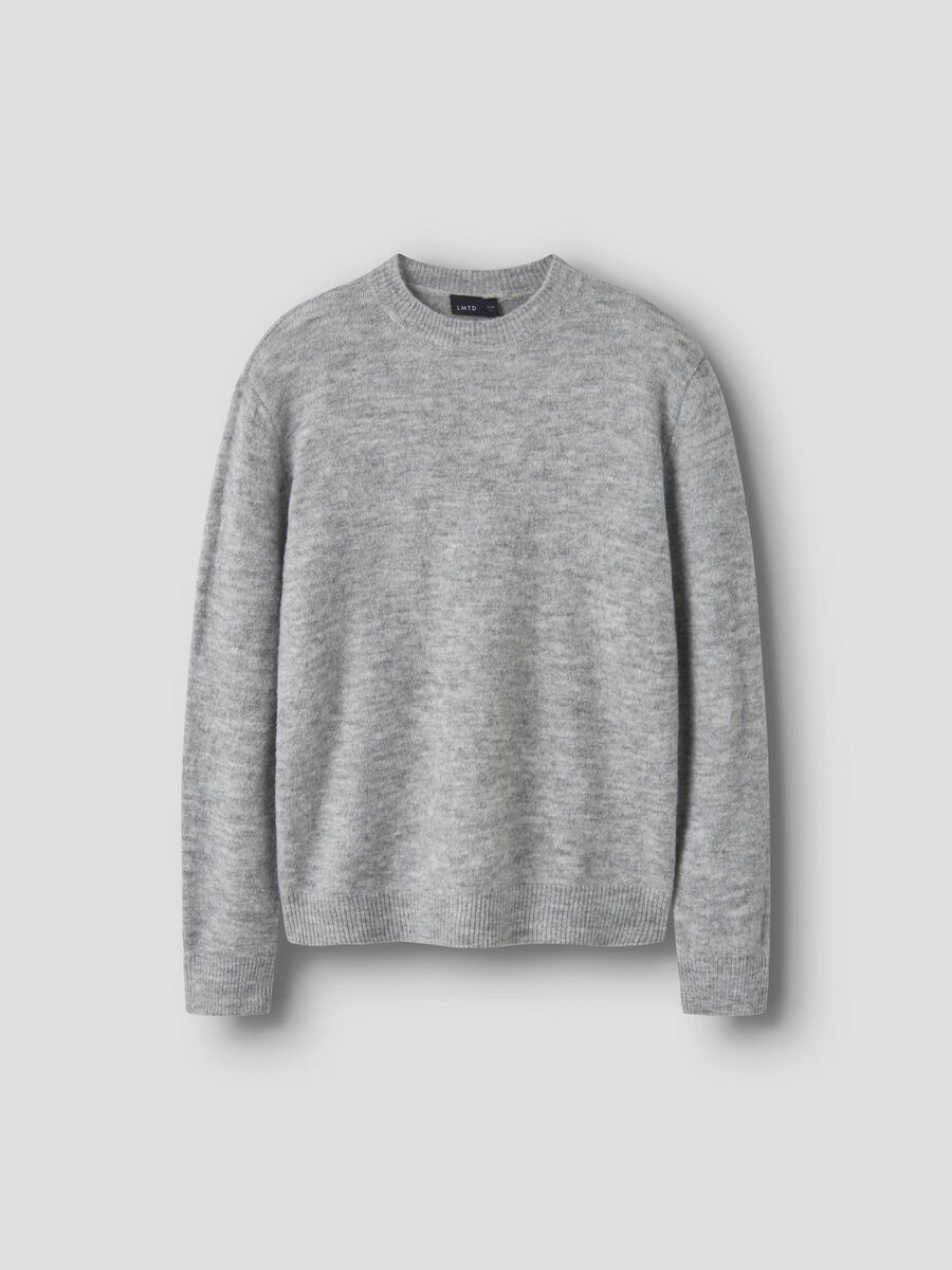 name it LÅNGÄRMAD STICKAD TRÖJA, Light Grey Melange, highres - 13248070_LightGreyMelange_003.jpg