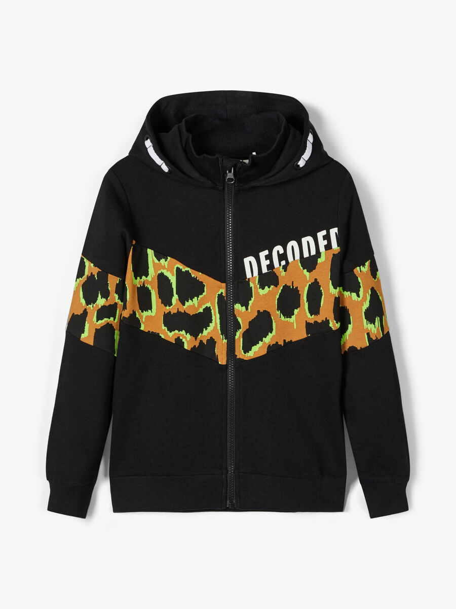 Name it LEOPARDENPRINT HOODIE MIT REISSVERSCHLUSS, Black, highres - 13172934_Black_003.jpg