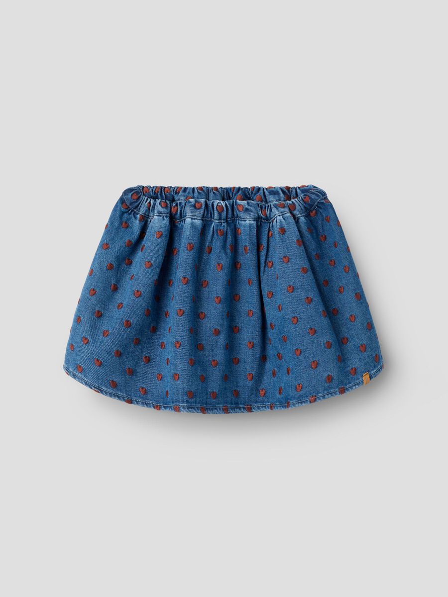 Carousel image 1 EMBROIDERED DENIM SKIRT, Dark Blue Denim