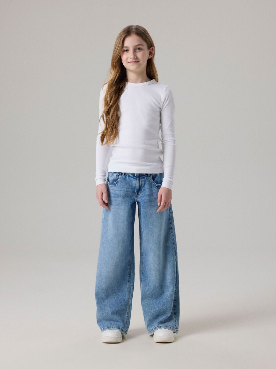 Product carousel image 1 EXTRA WIDE LEG JEANS, Medium Blue Denim
