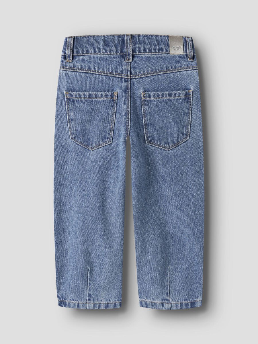Carousel image - BARREL-FIT GLITTER JEANS, Medium Blue Denim | 4