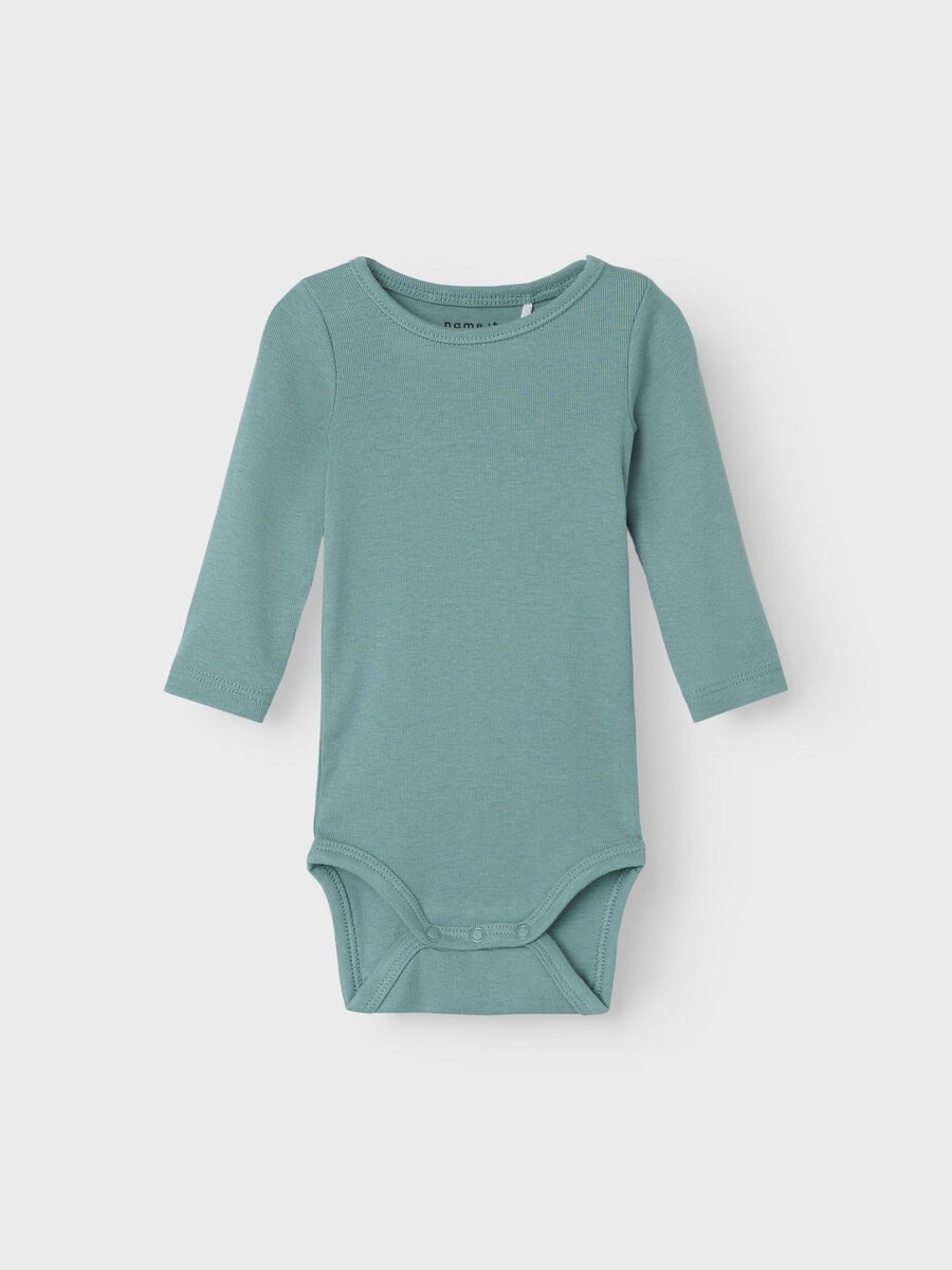 Carousel image - LONG SLEEVED ROMPER, Mineral Blue | 1