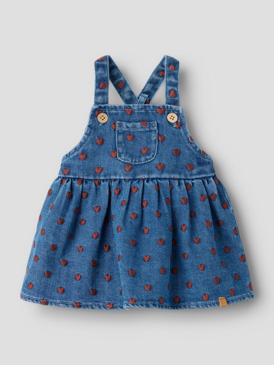 Product carousel image 2 EMBROIDERED DUNGAREE DRESS, Dark Blue Denim