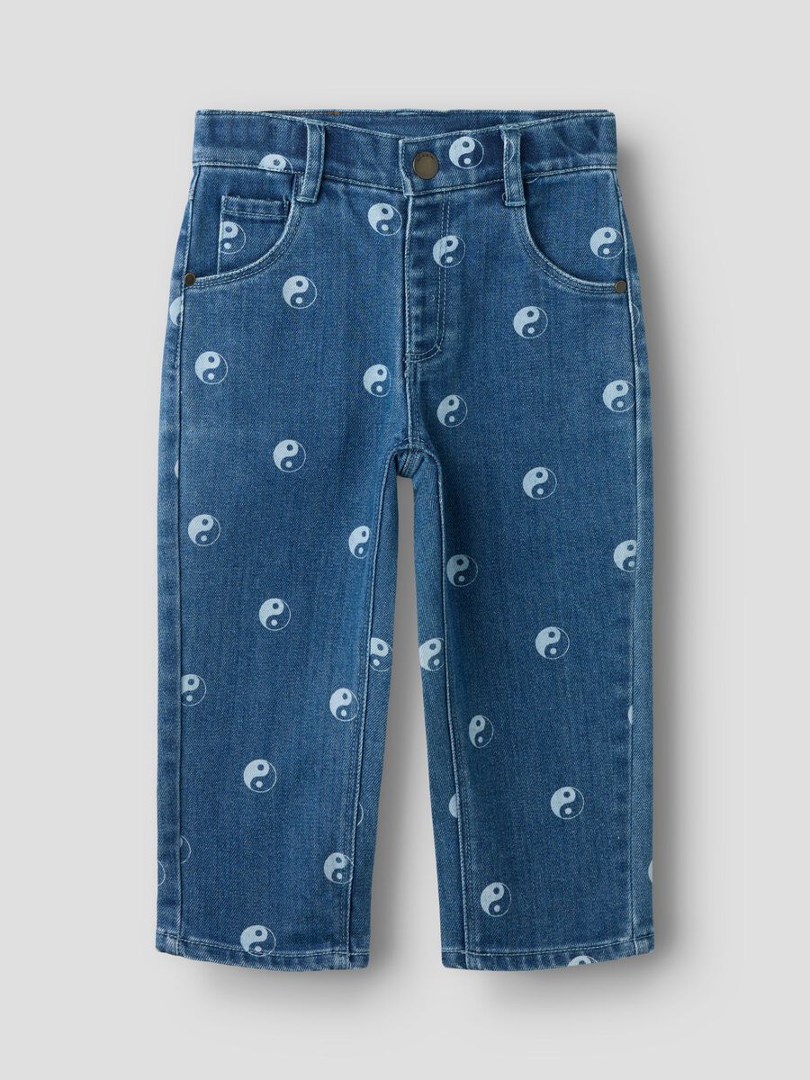 Carousel image 1 PRINTED LOOSE-FIT JEANS, Dark Blue Denim