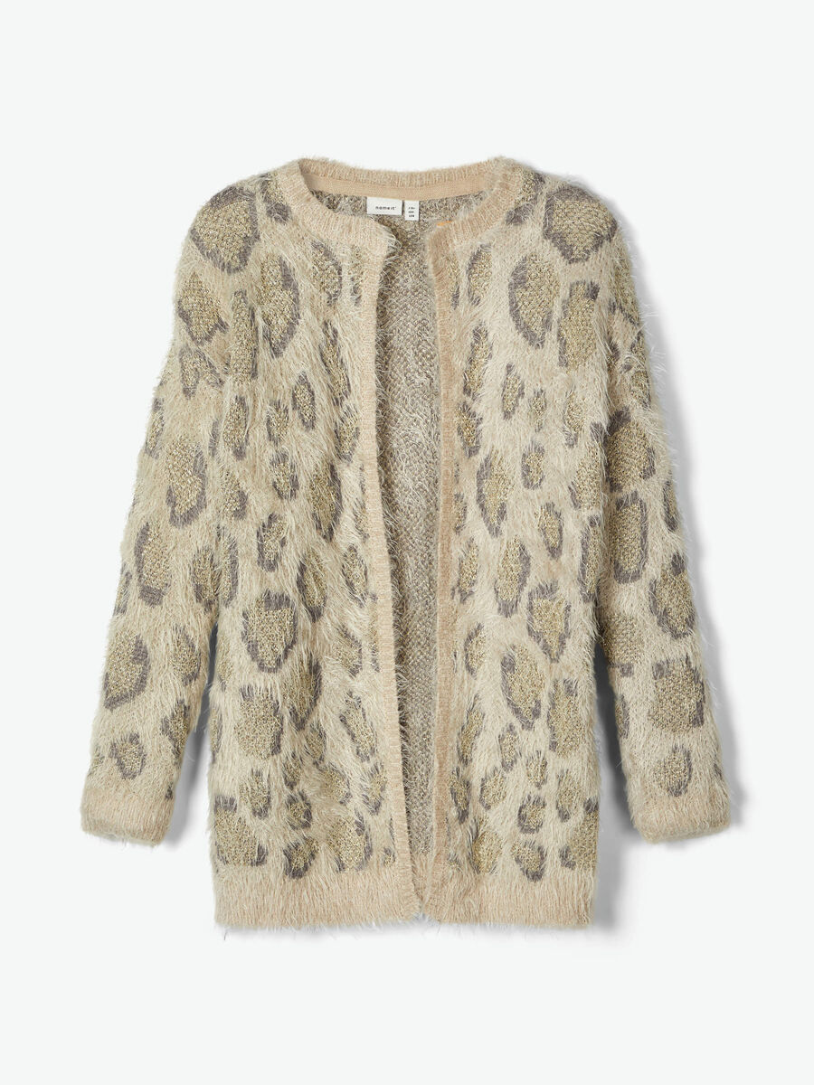 Name it LANG LEOPARDMØNSTRET STRIK CARDIGAN, White Pepper, highres - 13170718_WhitePepper_003.jpg