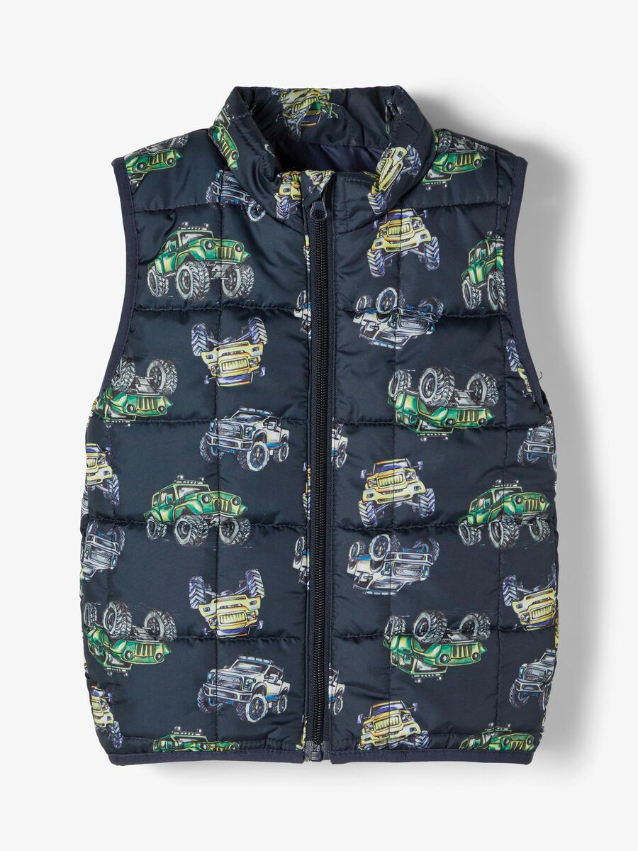 Name it PADDED CAR PRINT GILET, Dark Sapphire, highres - 13186973_DarkSapphire_003.jpg