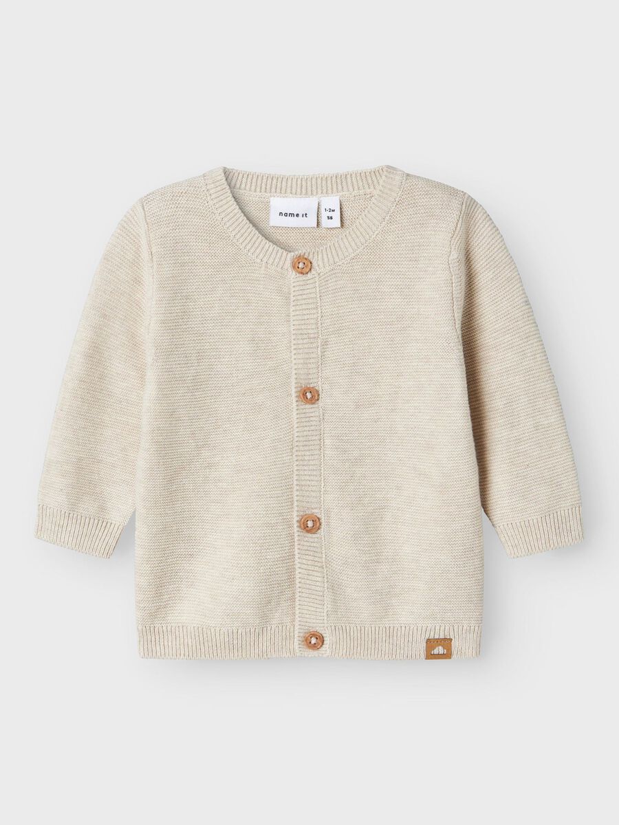 name it ORGANIC COTTON KNITTED CARDIGAN, Peyote Melange, highres - 13242258_PeyoteMelange_003.jpg