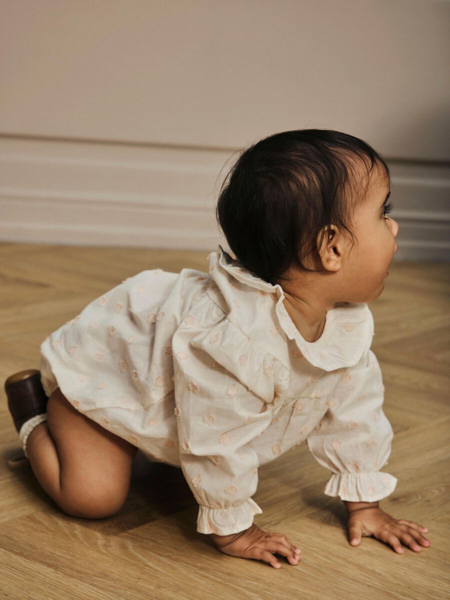 Product carousel image - LONG SLEEVED ROMPER, Pastel Parchment | 1