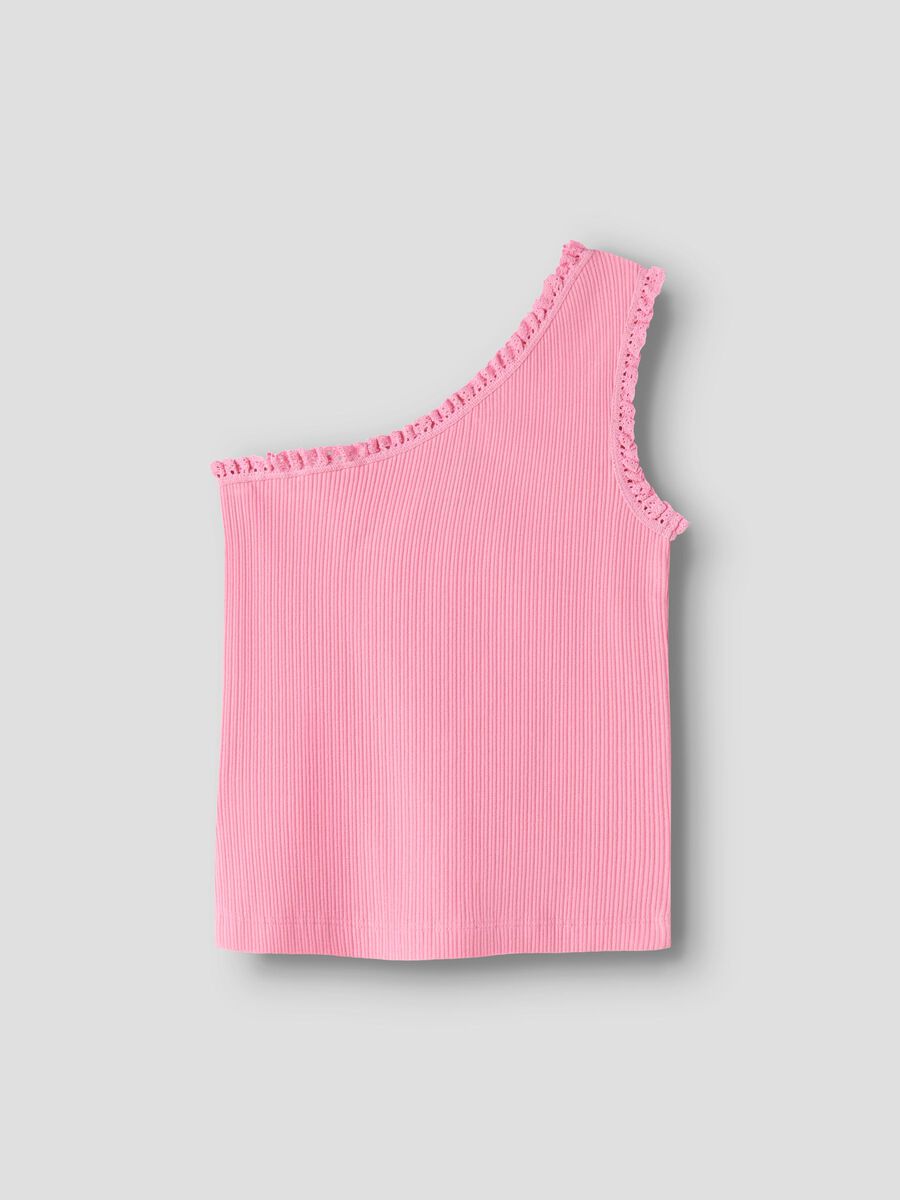 Product carousel image - ORGANIC COTTON ONE SHOULDER TOP, Pink Drink | 2