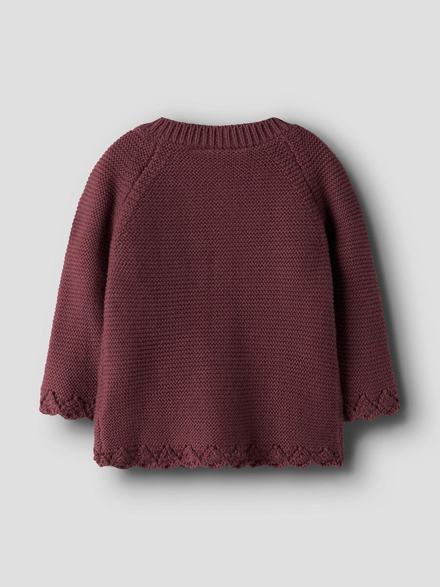 Product carousel image - ORGANIC COTTON KNITTED CARDIGAN, Oxblood Red | 2
