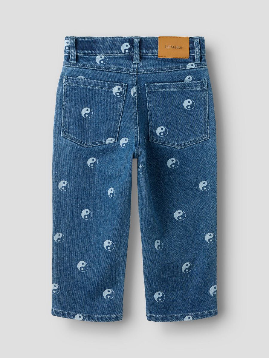 Carousel image 4 PRINTED LOOSE-FIT JEANS, Dark Blue Denim