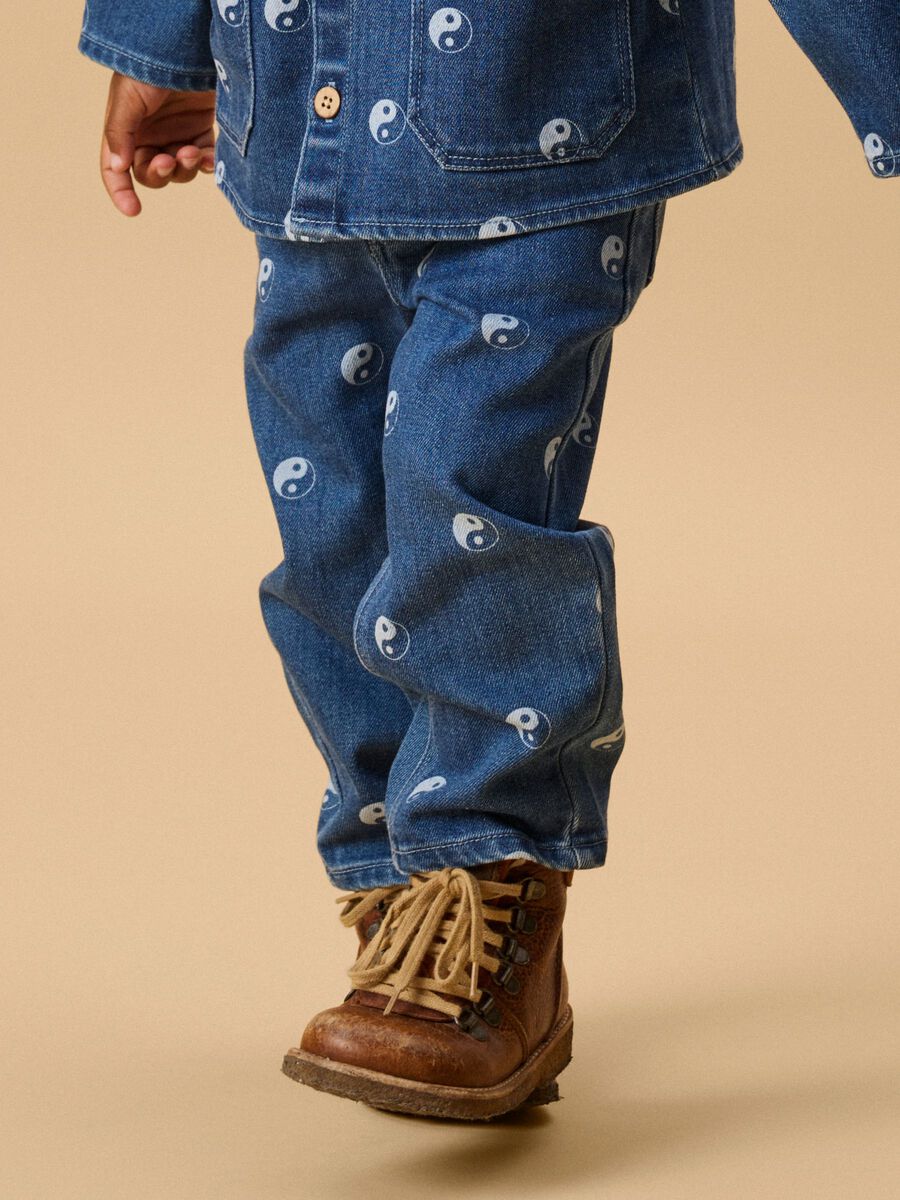 Product carousel image 1 PRINTED LOOSE-FIT JEANS, Dark Blue Denim