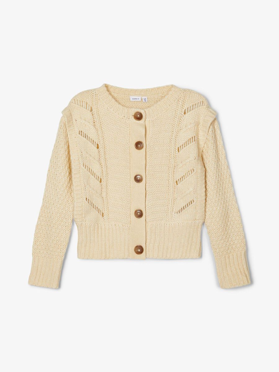 Name it PERFORATED KNITTED CARDIGAN, Brown Rice, highres - 13184780_BrownRice_003.jpg