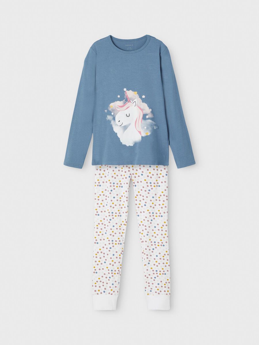 Carousel image - ORGANIC COTTON UNICORN PRINT NIGHTSET, Real Teal | 1