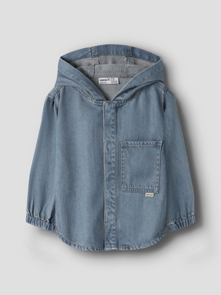 Product carousel image 2 HOODED DENIM SHIRT, Vintage Medium Blue Denim