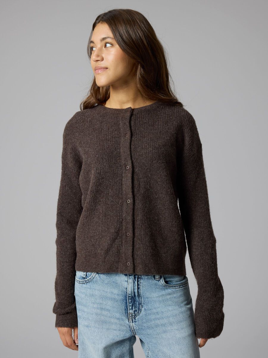 Carousel image - REGULAR FIT KNITTED CARDIGAN, Chocolate Brown | 2
