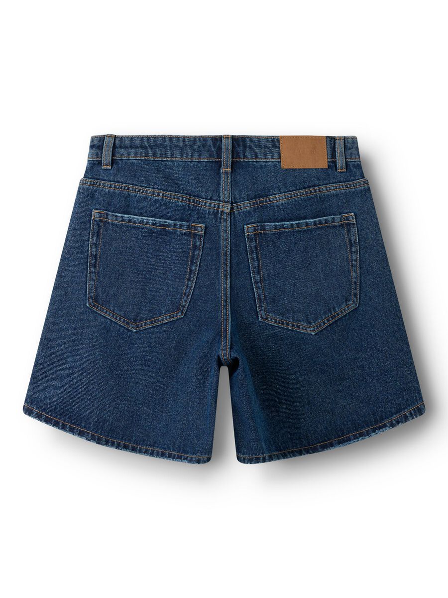 Carousel image 3 BAGGY MEDIUM WAIST SHORT DENIM SHORTS, Dark Blue Denim