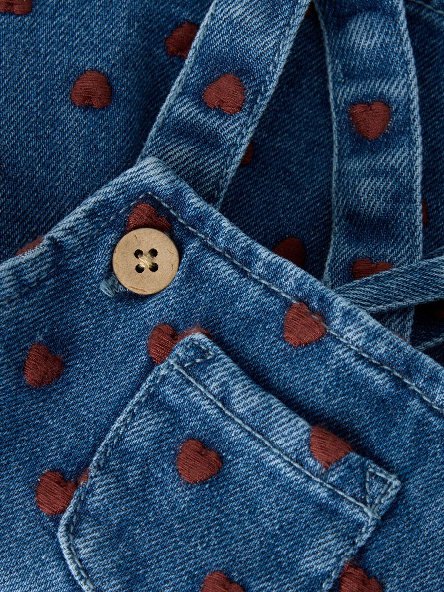 Carousel image 4 EMBROIDERED DUNGAREE DRESS, Dark Blue Denim