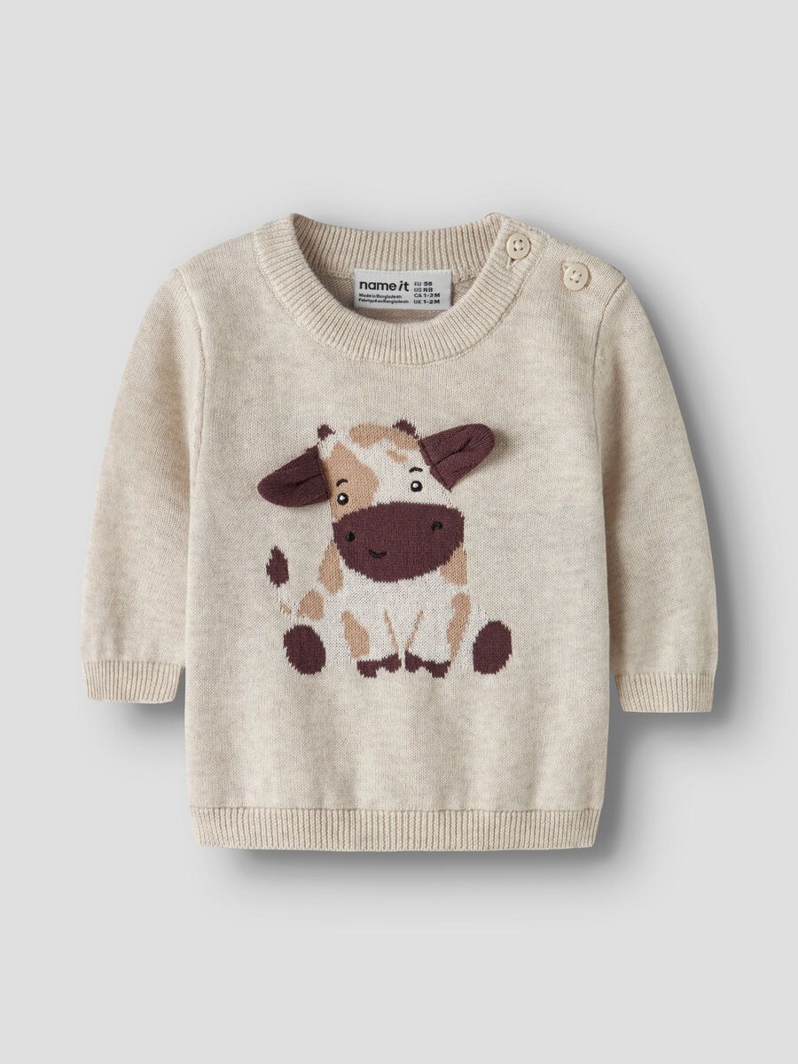 Product carousel image 2 ORGANIC COTTON KNITTED PULLOVER, Peyote Melange