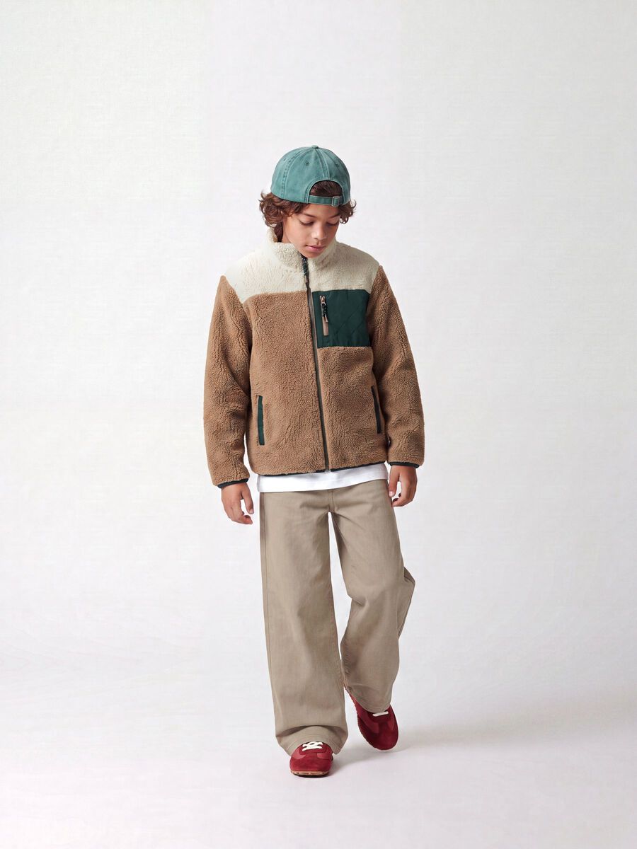 Product carousel image 2 COLORBLOCK TEDDY JACKET, Toasted Coconut