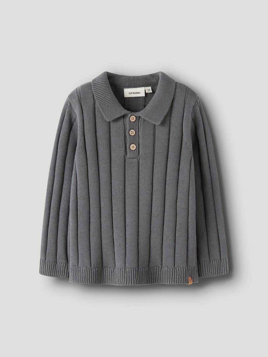 Product carousel image 1 KNITTED POLO PULLOVER, Poppy Seed