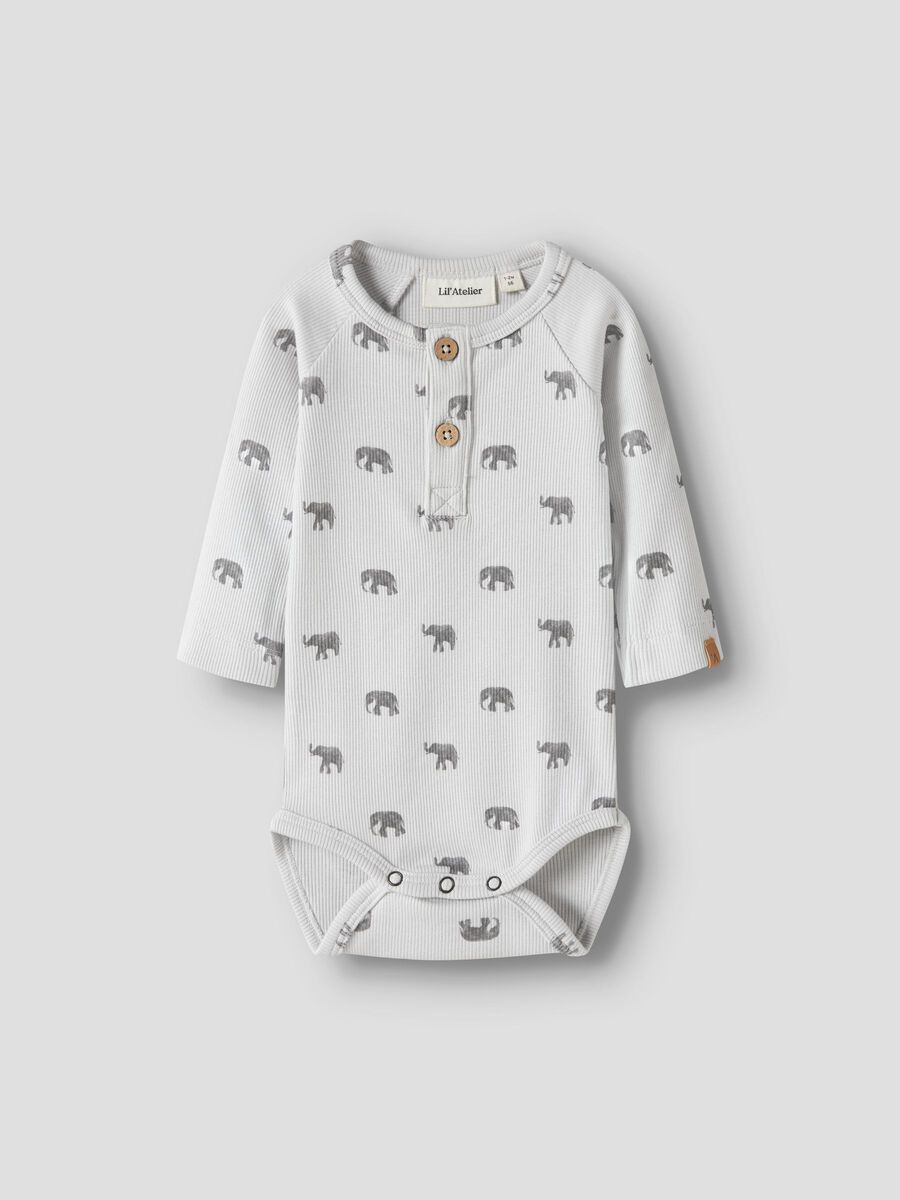 Product carousel image - PRINTED ROMPER, Glacier Gray | 1