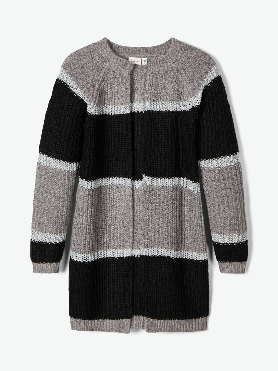 Name it GLITTERY STRIPED KNIT CARDIGAN, Grey Melange, highres - 13171937_GreyMelange_003.jpg