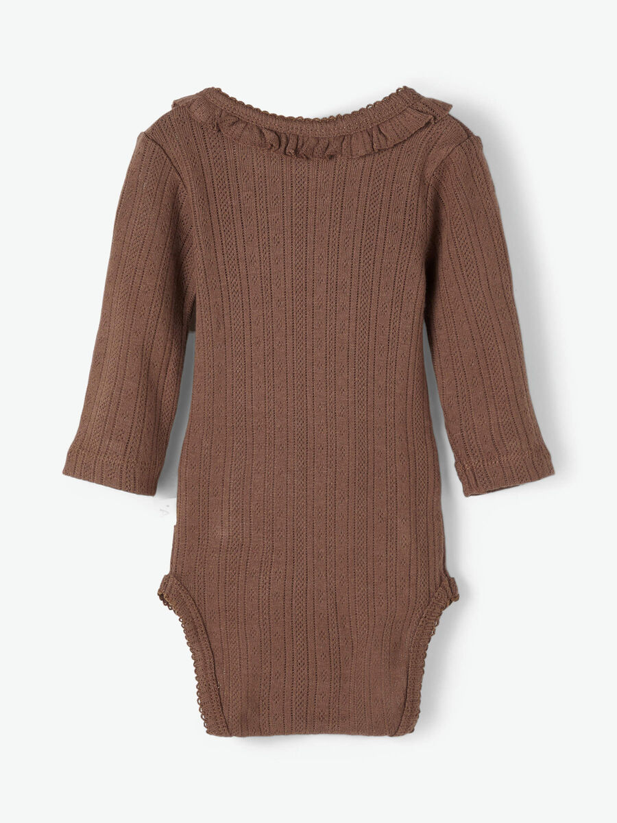Carousel image - SLIM FIT POINTELLE ROMPER, Chestnut | 4