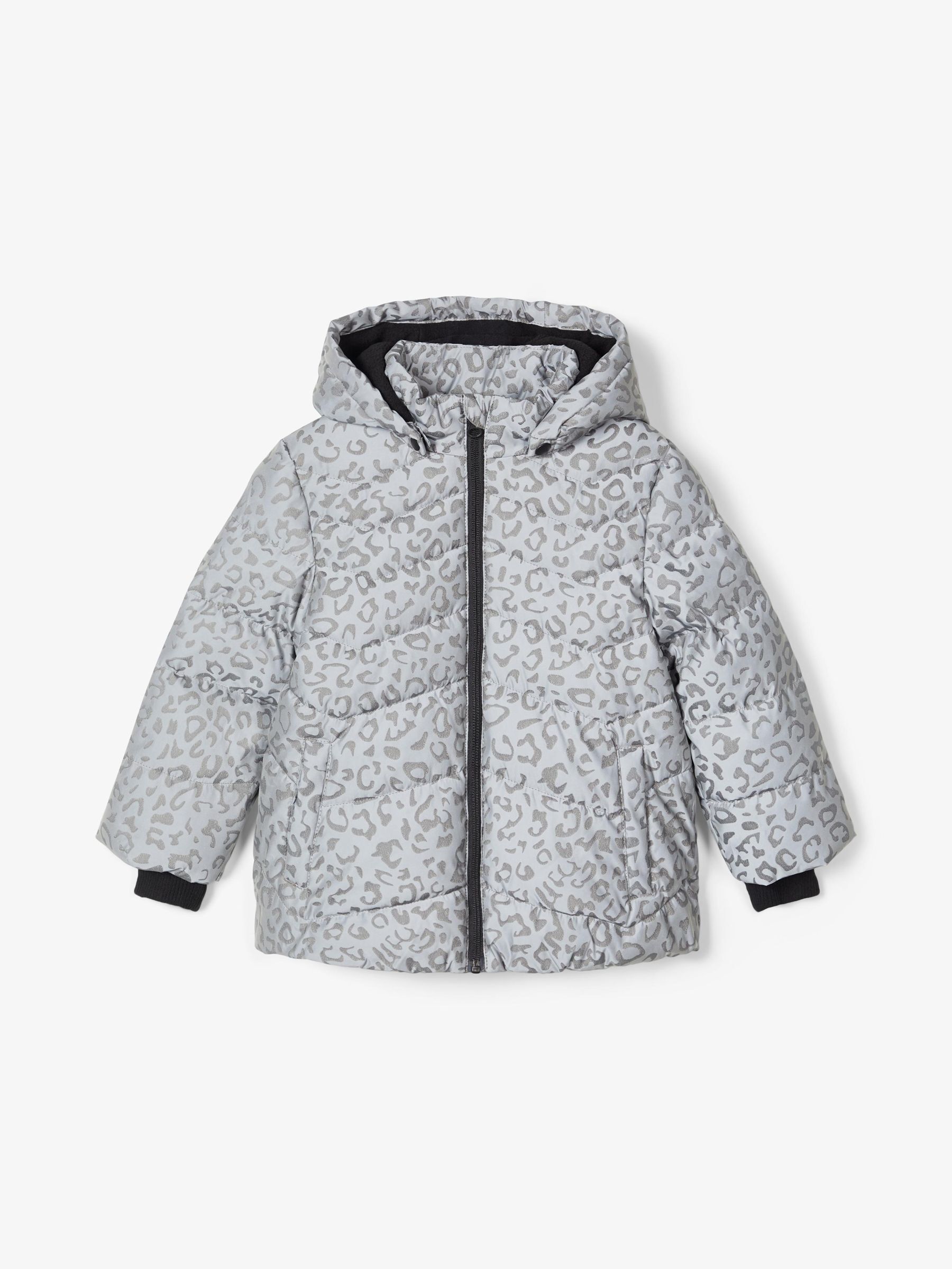 REFLECTIVE LEOPARD PRINT PUFFER JACKET 