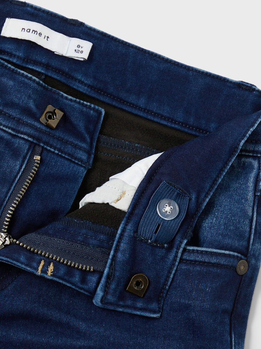 Carousel image - FLEECE REGULAR FIT JEANS, Dark Blue Denim | 4