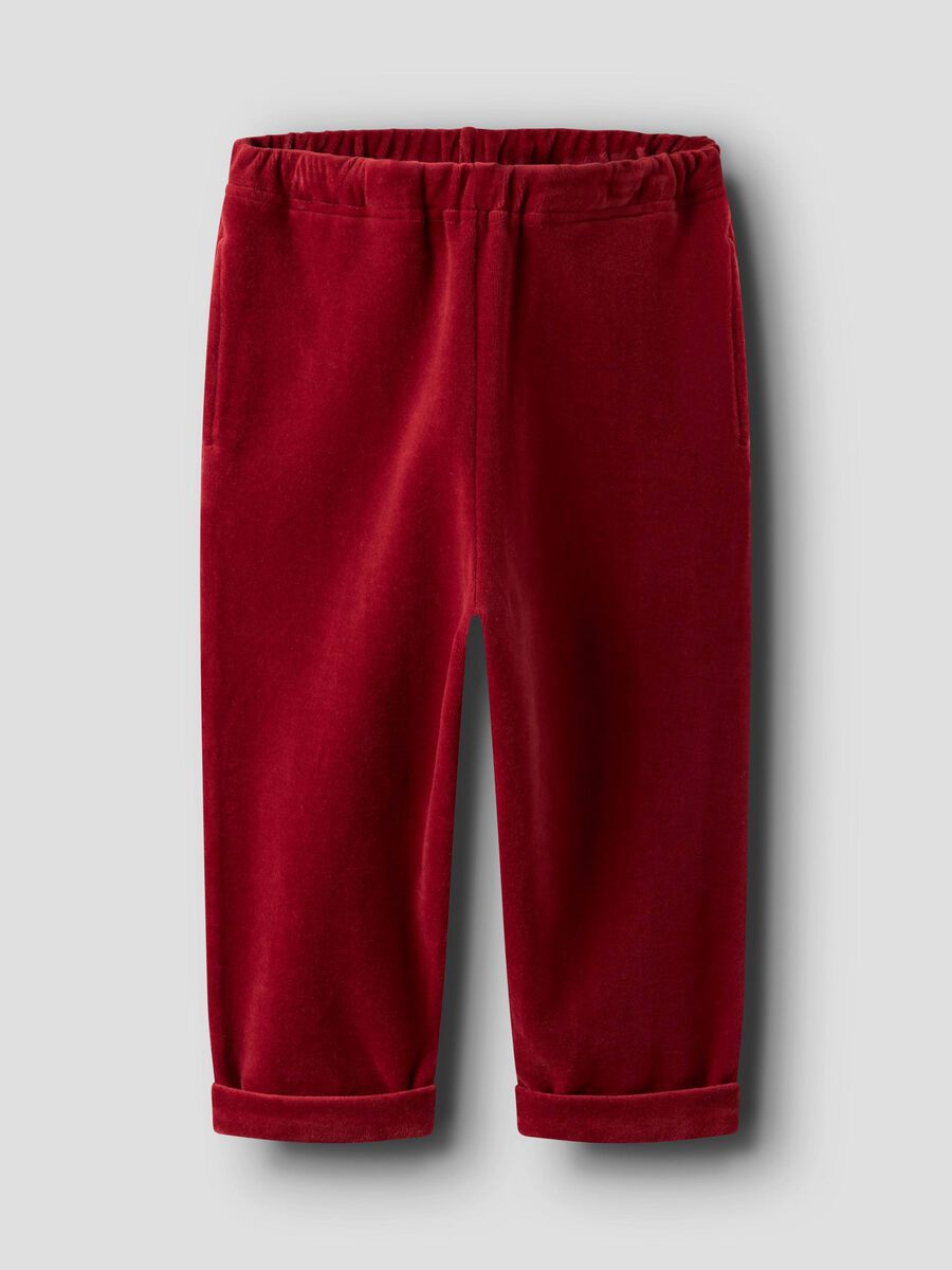 Carousel image - VELOUR TROUSERS, Red Dahlia | 1
