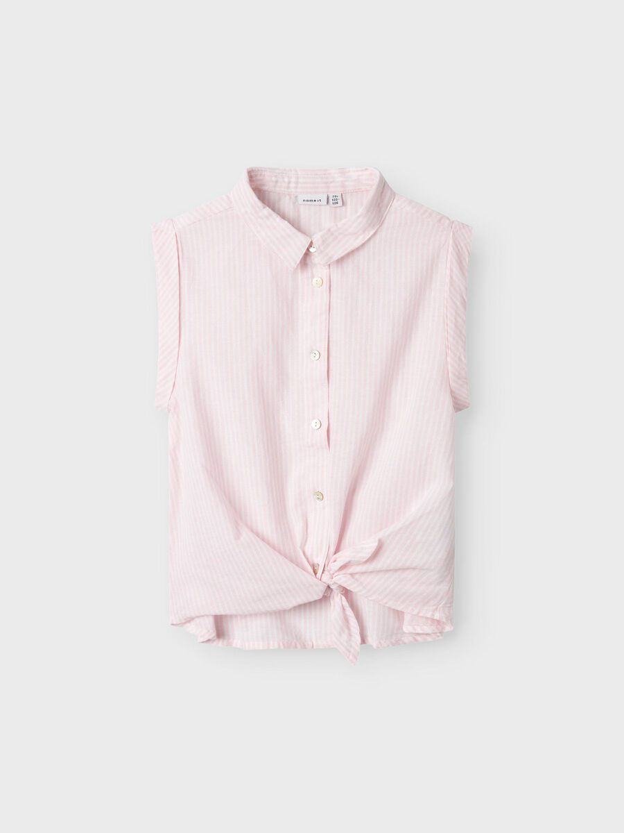 name it TIE DETAIL SLEEVELESS SHIRT, Parfait Pink, highres - 13200603_ParfaitPink_003.jpg