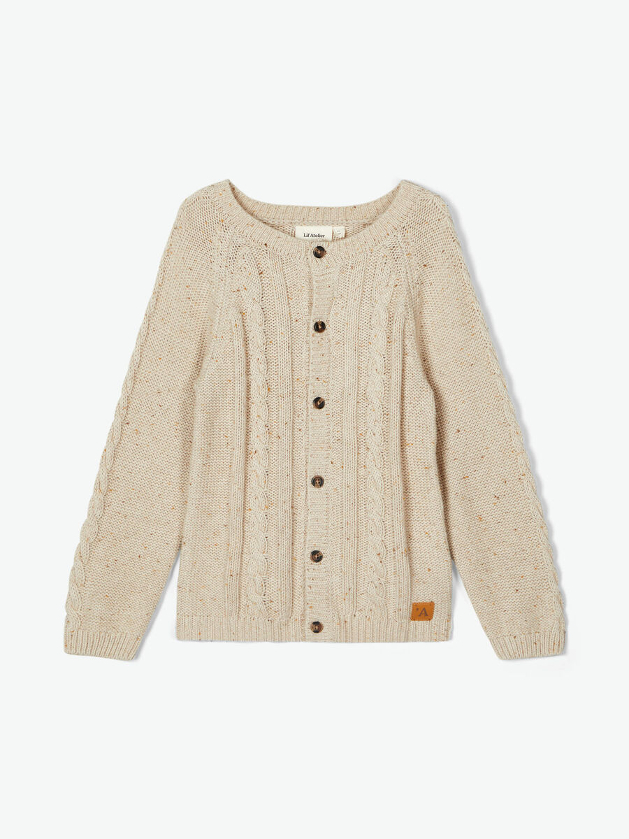 Name it ORGANIC COTTON CABLE KNITTED CARDIGAN, Peyote Melange, highres - 13184302_PeyoteMelange_003.jpg