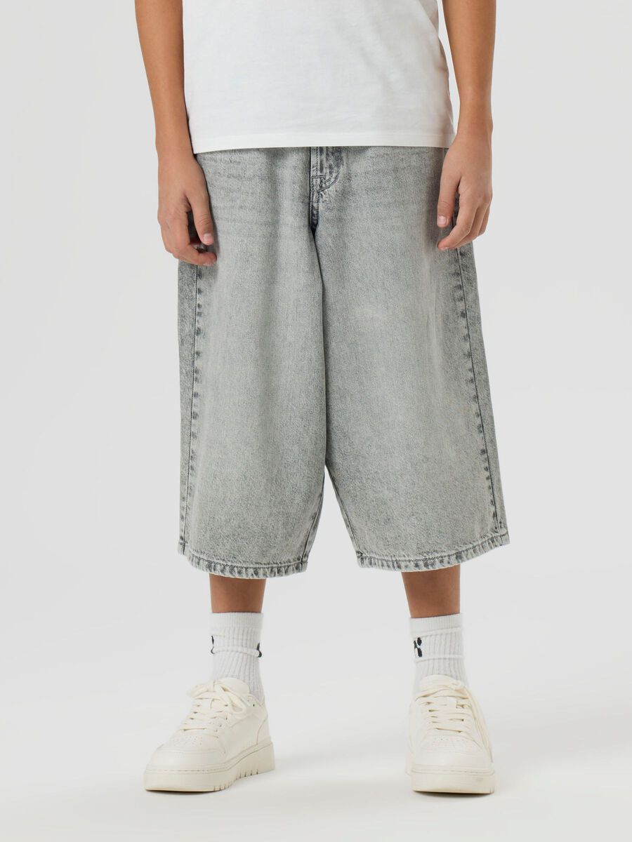 Product carousel image 1 BAGGY JORTS DENIM SHORTS, Light Grey Denim