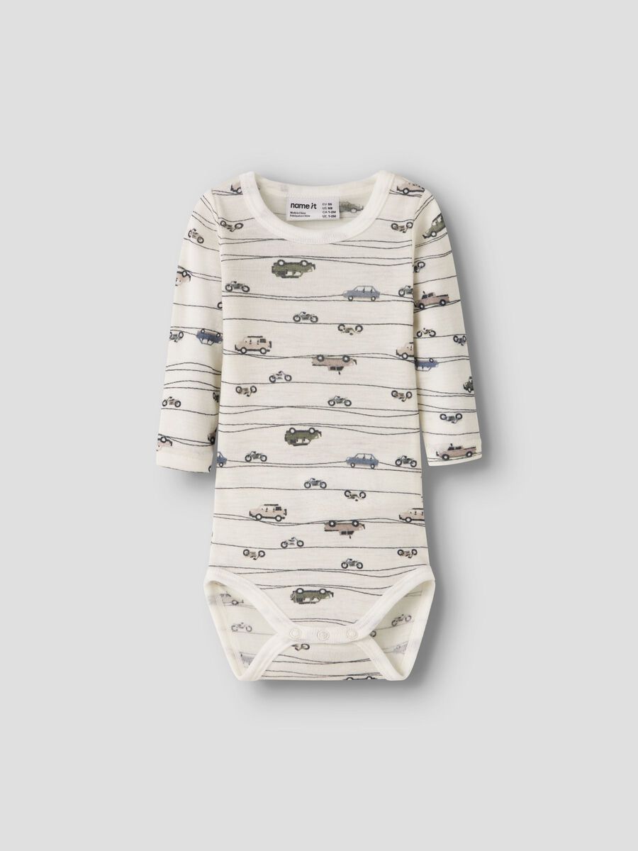 Carousel image 1 MERINO WOOL ROMPER, Snow White