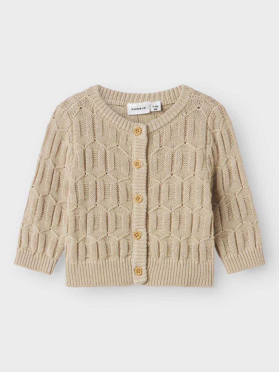 name it LONG SLEEVED KNITTED CARDIGAN, Peyote, highres - 13245757_Peyote_003.jpg