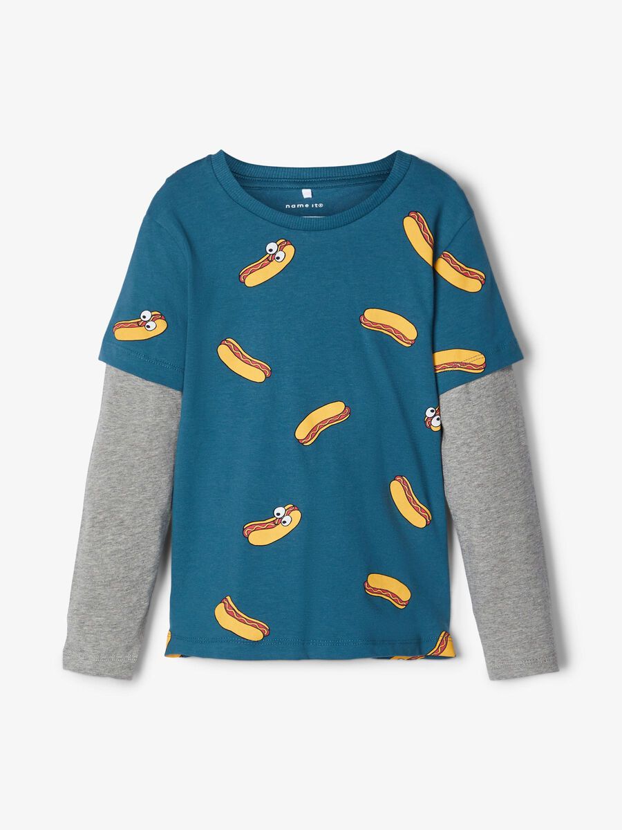 Name it HOTDOGPRINT T-SHIRT MET LANGE MOUWEN, Mallard Blue, highres - 13170624_MallardBlue_003.jpg