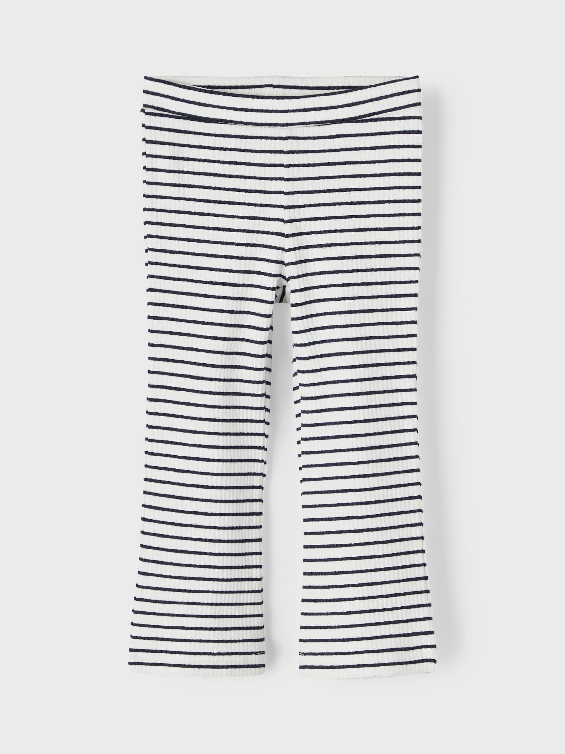 STRIPED FLARED TROUSERS (Blue) from 