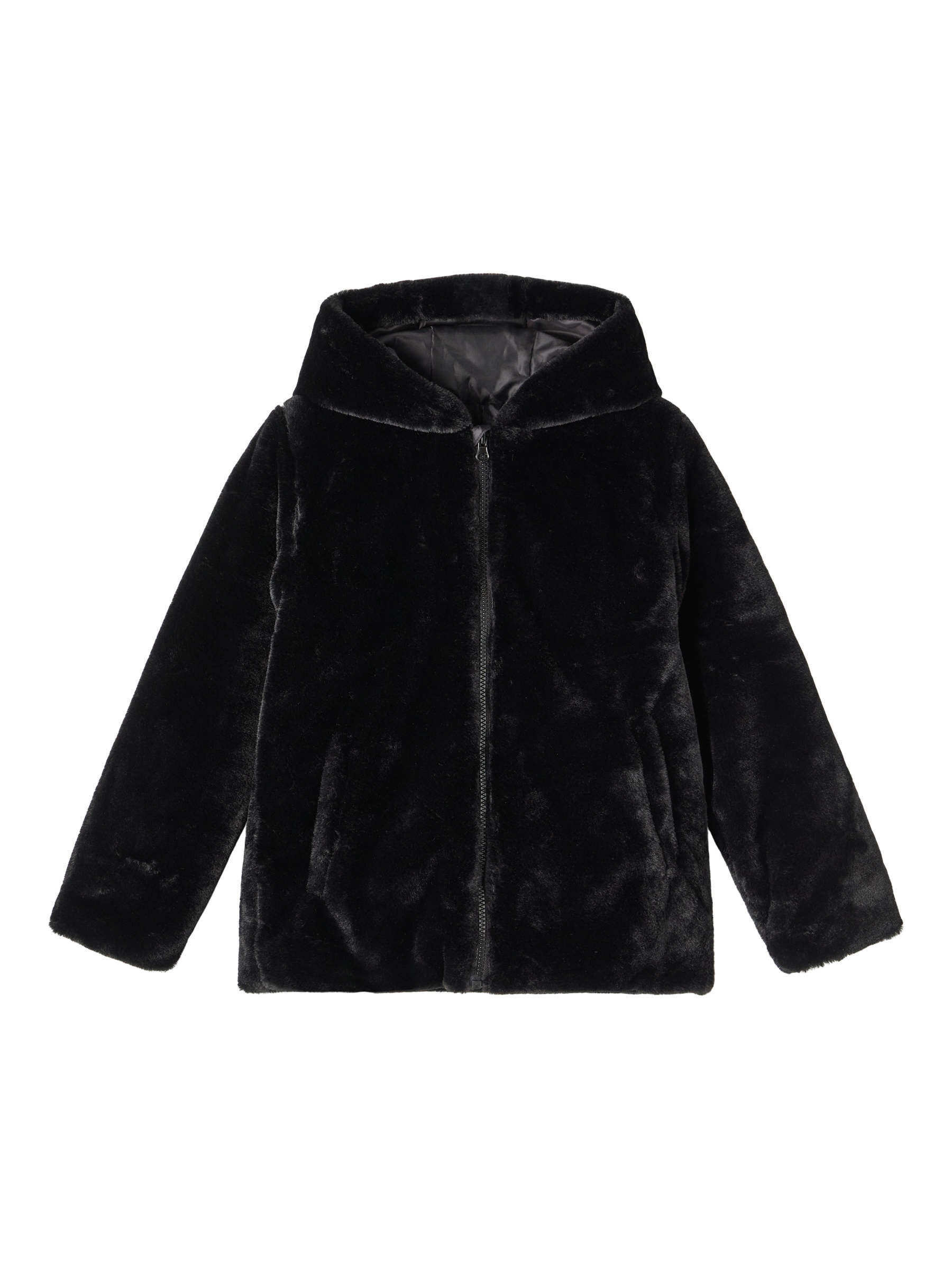 Girls black hotsell fluffy jacket