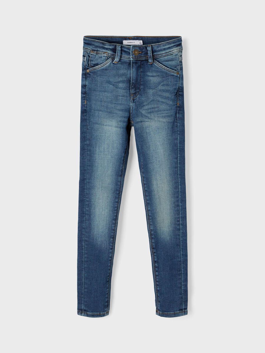 Carousel image - HIGH WAIST SKINNY FIT JEANS, Medium Blue Denim | 1