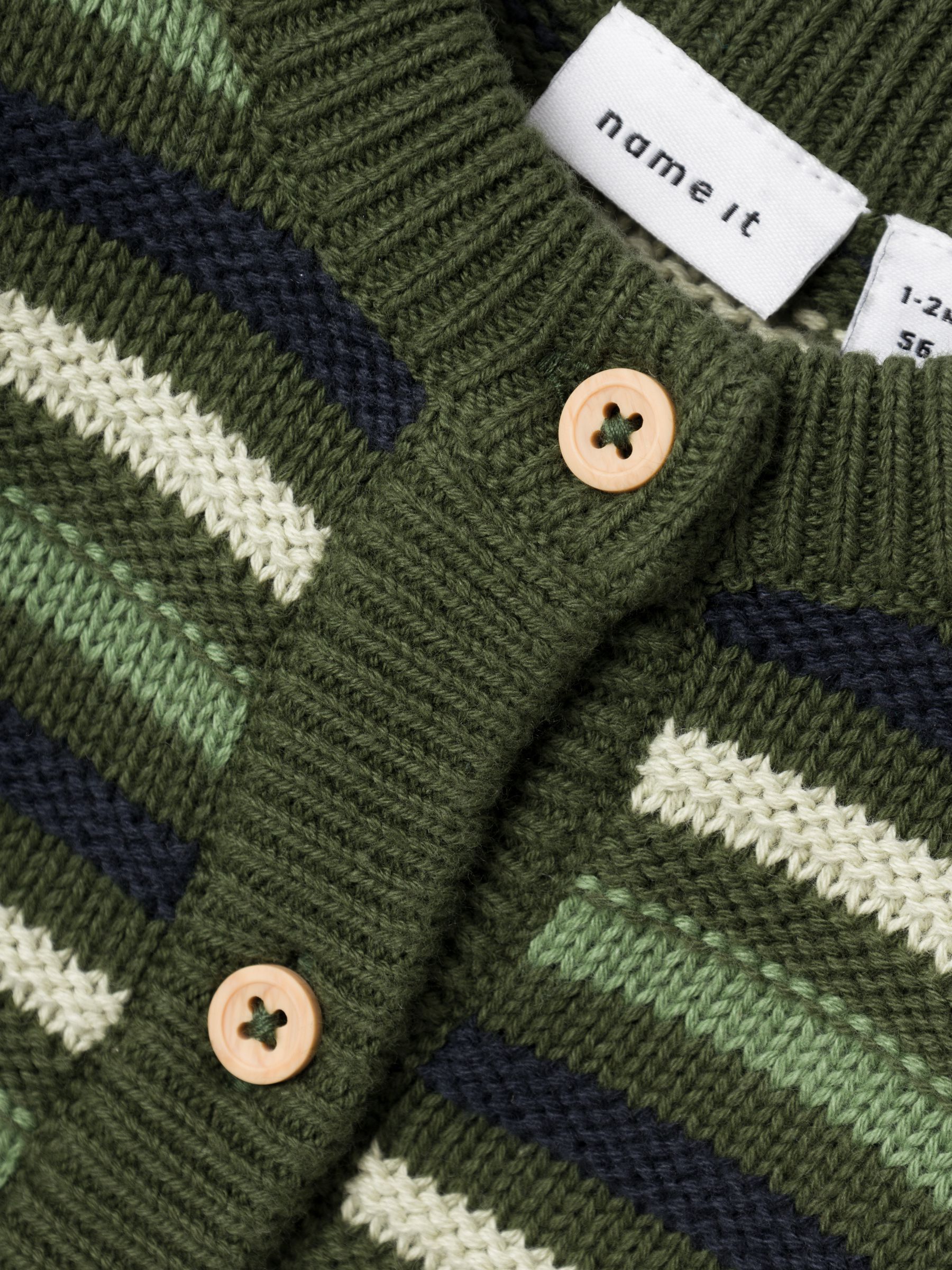 STRIPED KNITTED CARDIGAN Baby Boys Green NAME IT France
