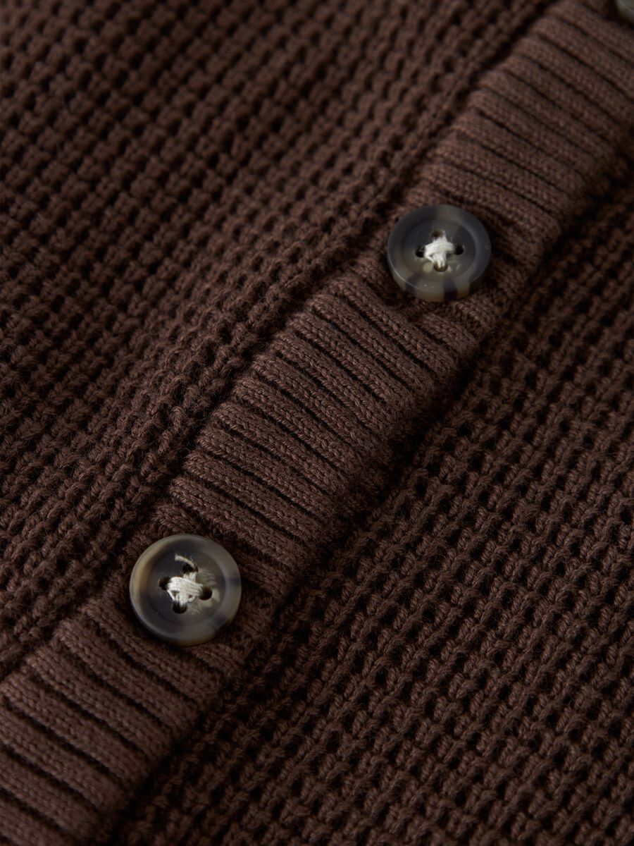 Carousel image 3 WAFFLE KNITTED CARDIGAN, French Roast