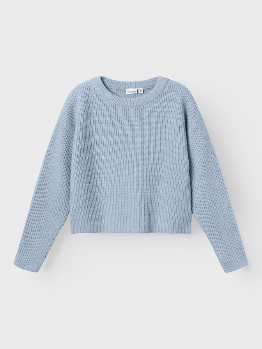 Carousel image - LONG SLEEVED KNITTED PULLOVER, Subdued Blue | 1