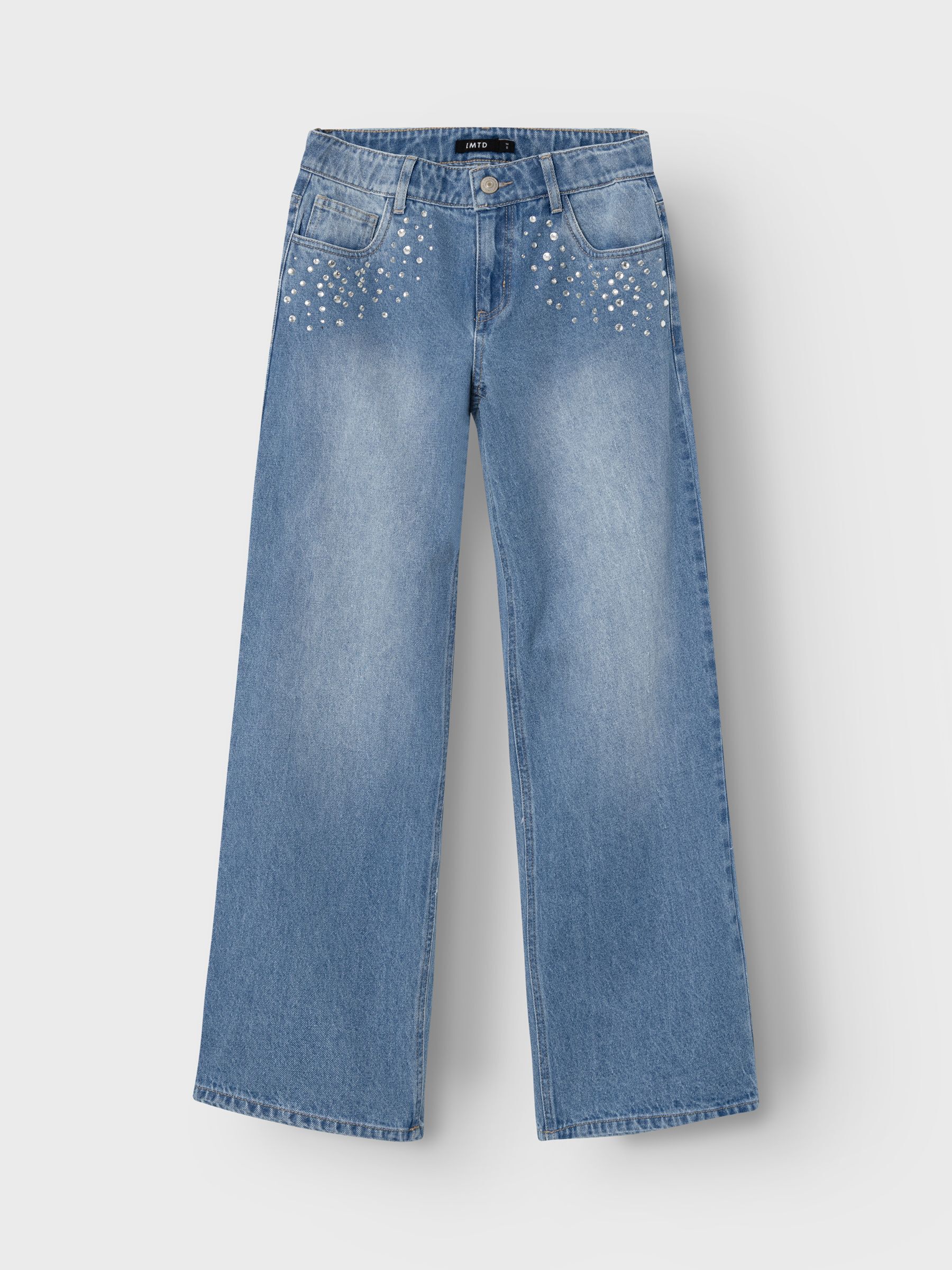 WIDE LEG RHINESTONE JEANS