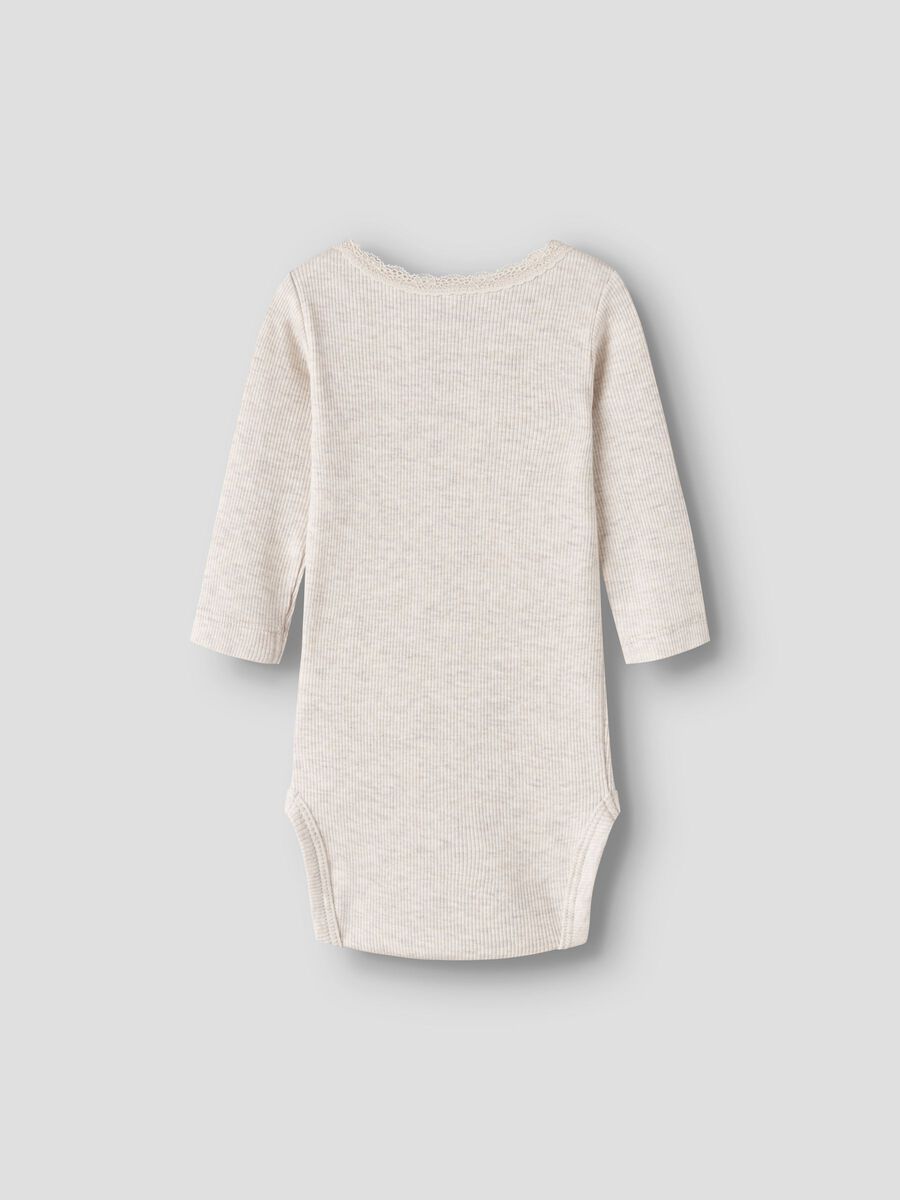 Carousel image - LONG SLEEVED RIB ROMPER, Peyote Melange | 4