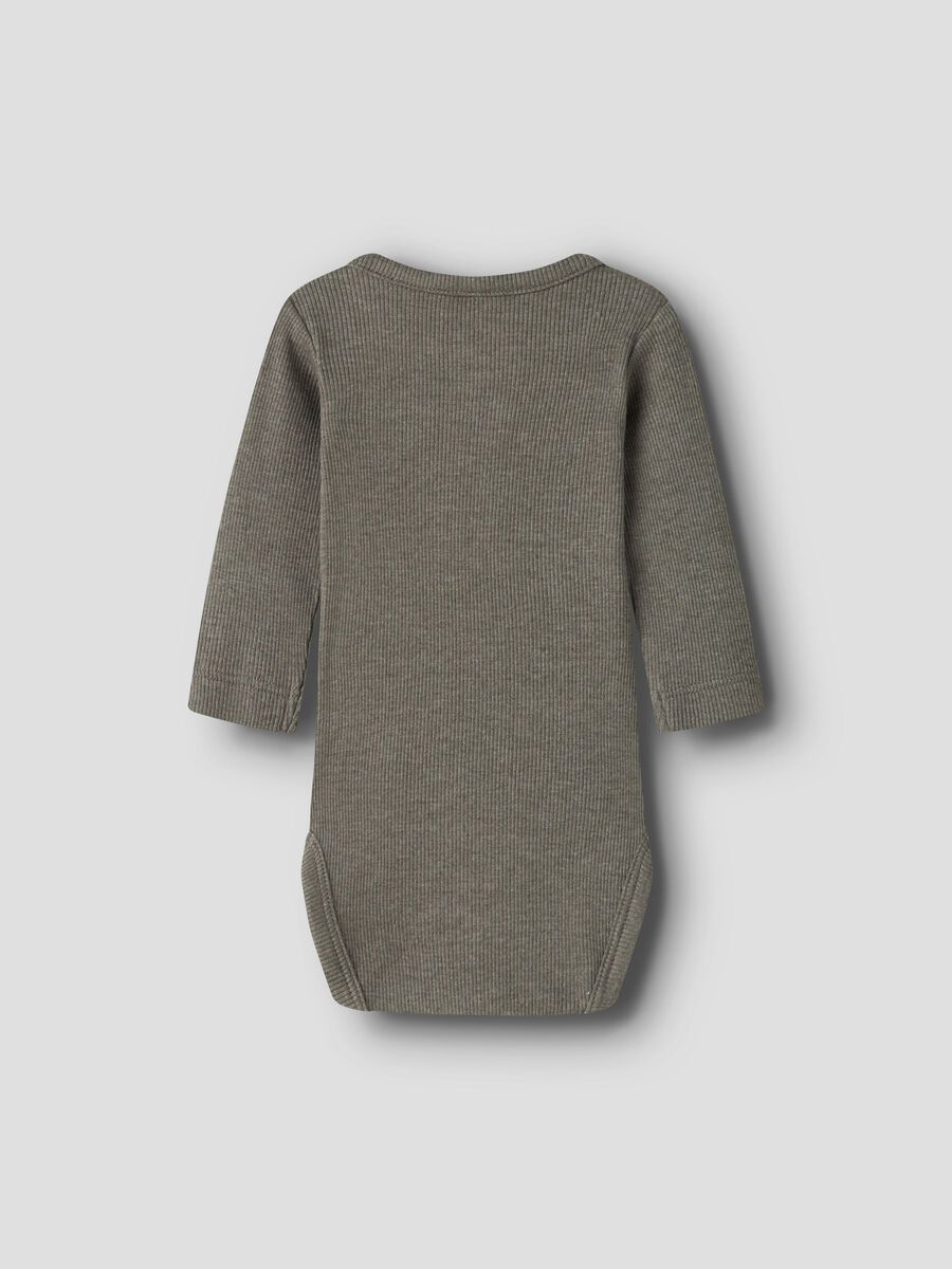 Carousel image - LONG SLEEVED RIB ROMPER, Dusty Olive | 3