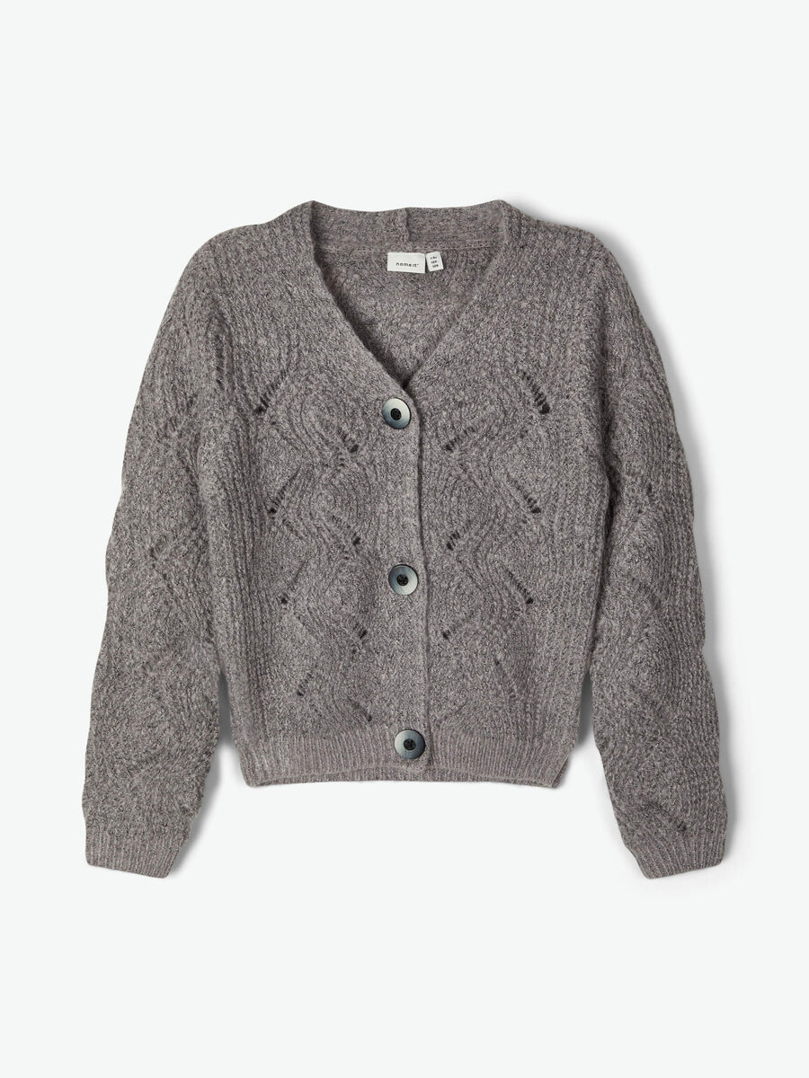 Name it PERFORATED KNITTED CARDIGAN, Dark Grey Melange, highres - 13170702_DarkGreyMelange_003.jpg