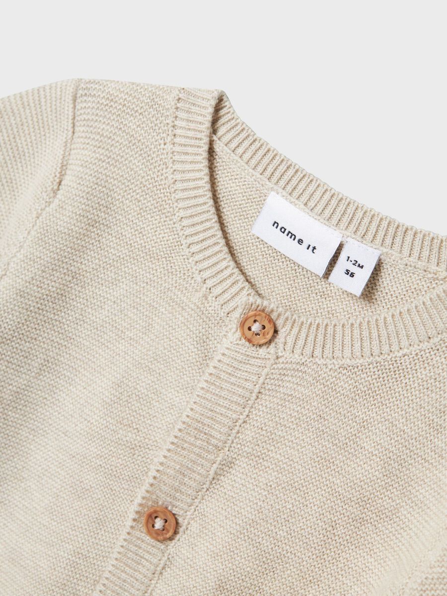 name it ORGANIC COTTON KNITTED CARDIGAN, Peyote Melange, highres - 13242258_PeyoteMelange_005.jpg