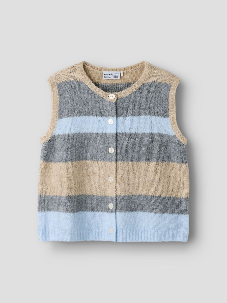 Product carousel image - LOOSE FIT KNITTED VEST, Subdued Blue | 1