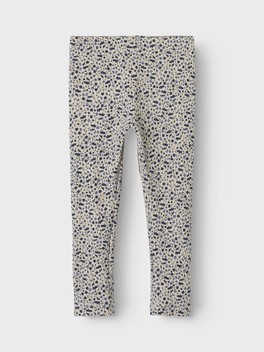 Carousel image - RIB KNIT LEGGINGS, Parchment | 1